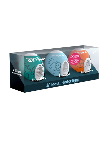Ondeugende, wilde, knapperige 3-delige masturbator-eierset