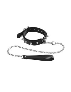 Collier à pointes métal et laisse Fétish Tentation