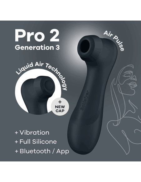Pro 2 Generation 3 Air pluse Connect App and vibration - Black Satisfyer