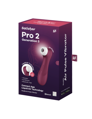 App Pro 2 Generación 3 Air pluse Connect y vibración - Satisfyer vino tinto