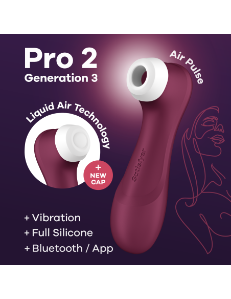 Pro 2 Generatie 3 Air pluse Connect App en vibratie - Satisfyer rode wijn