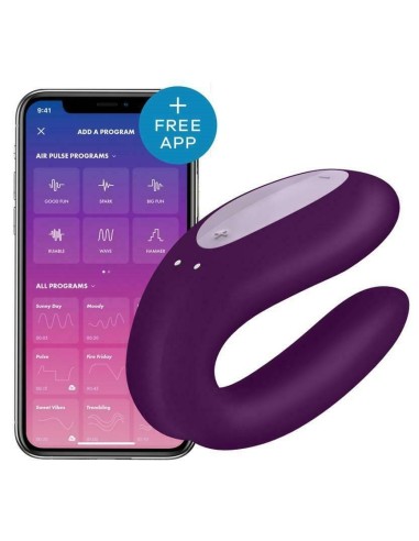 Estimulador de pareja conectado Satisfyer Double Joy - Morado