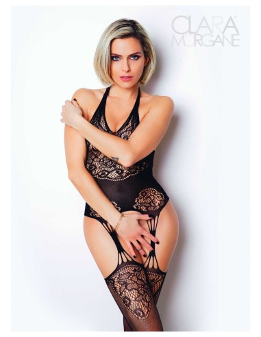 Le numéro 15 bodystocking Clara Morgane - Noir