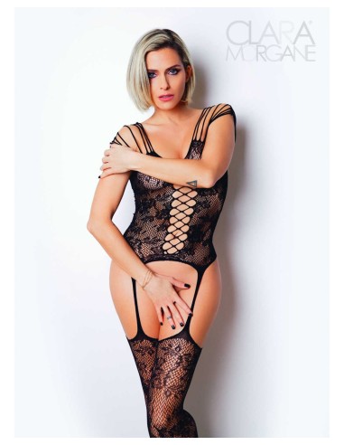 Le numéro 10 bodystocking Clara Morgane - Noir