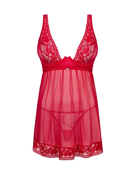 Lacelove babydoll en string - Rood
