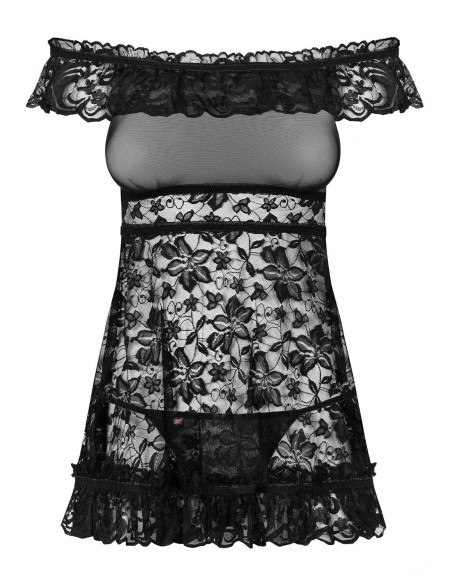 Babydoll Flores - Negro