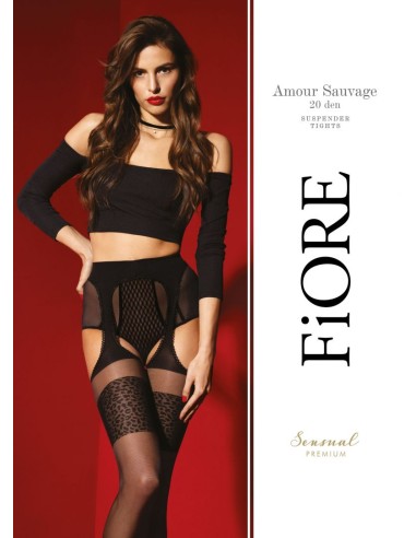 Amour Sauvage Medias con tirantes 20 DEN - Negro - Calidad premium