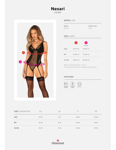 Nesari corset and thong - Black