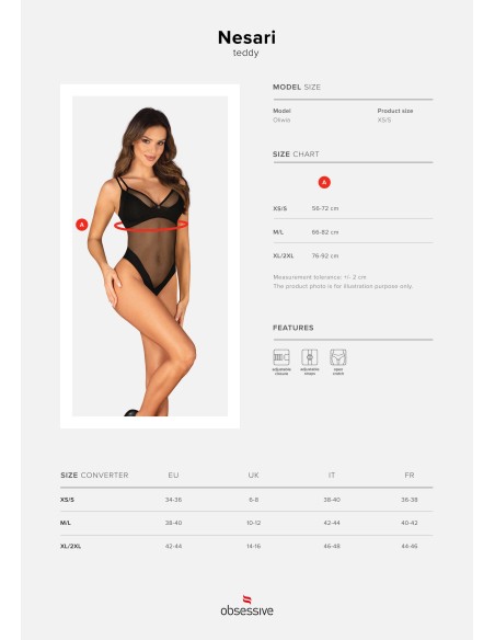 Nesari open bodysuit - Zwart