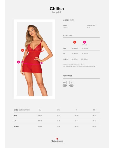 Chilisa babydoll and thong - Red