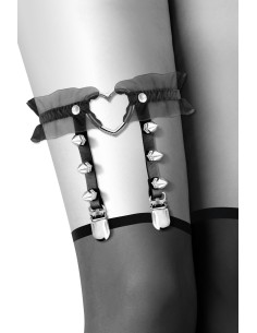 Black garter with spiked heart and tulle - CC6060100010