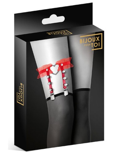 Rode kousenband met puntig hart en tule - CC6060100030