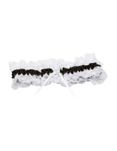 Jarretière dentelle blanche ruban noir - SOH19BLK