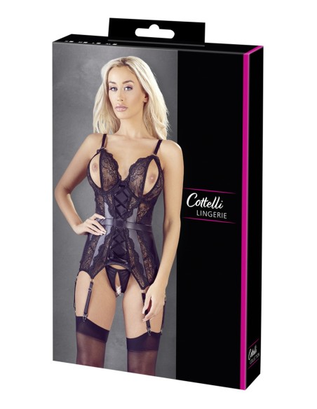 Black bustier with removable suspenders - OR2632632BLK