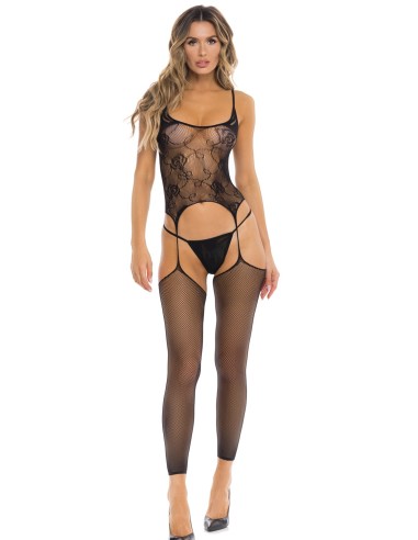 Combinaison résille et string Fuck all night - REN7099-BLK