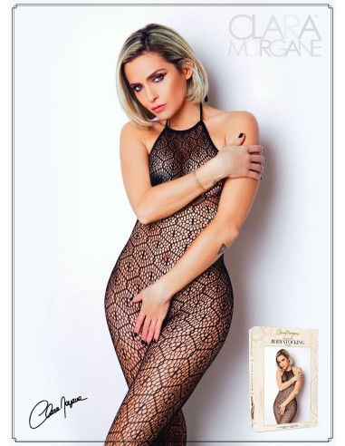 Body negro de encaje y rejilla - Le Numéro 17 - Colección Bodystocking - CM99017