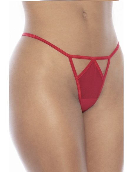 Fijne rode visnetnachtjapon met open cups en string - MAL7508RED