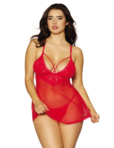 Red nightie and thong - DG12701RED