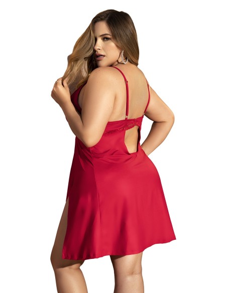 Nightie, large size, red, half open on the sides
