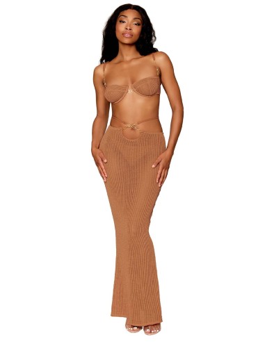 Long skirt and bra with gold chain - DG13244COP