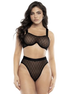 2-delige zwarte bh en panty set - MAL8779BLK