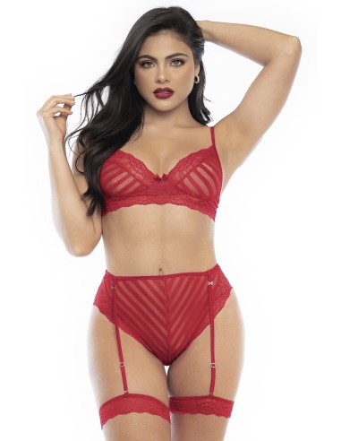 Conjunto de Dos Piezas de Encaje Rojo - MAL8815RED