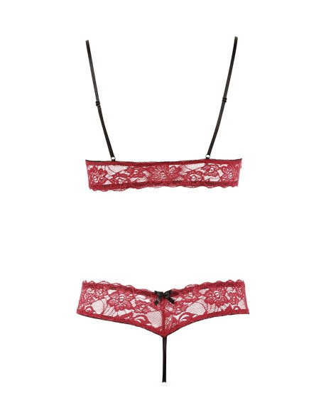 Bh, open cups, rood kant en bijpassende string - R2212447