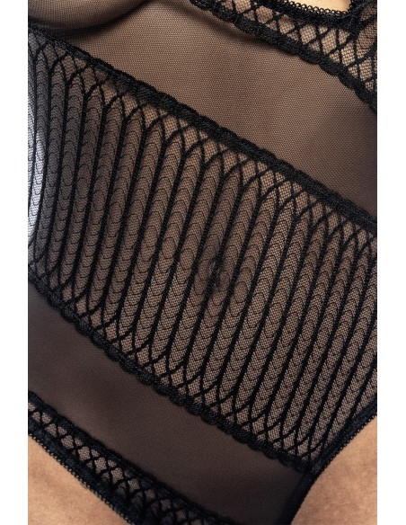 Sexy black asymmetrical bodysuit - MAL8789BLK