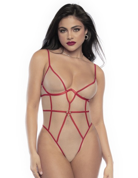 Body tanga carne y rojo - MAL8817RED