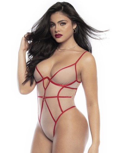 Body tanga carne y rojo - MAL8817RED