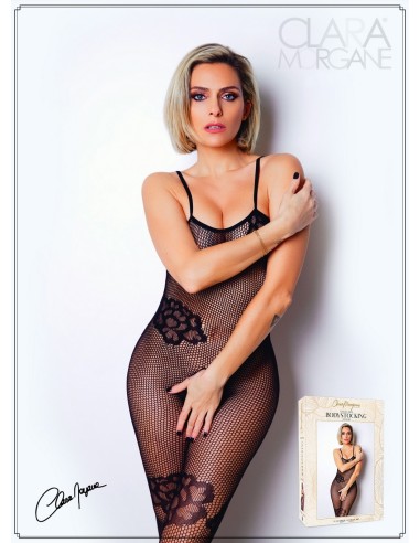 Body de rejilla negro con tirantes finos - Le Numéro 6 - Colección Bodystocking - CM99006