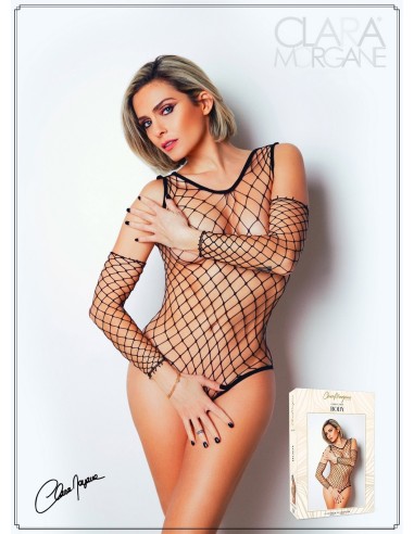 Fijne zwarte visnet bodysuit - Le Numéro 3 - Body Collection - CM98004