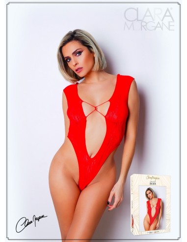 Red bodysuit with plunging neckline - Le Numéro 2 - Body Collection - CM98002