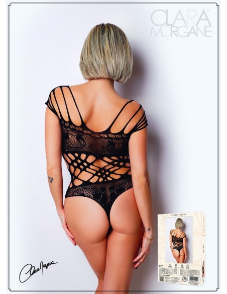 Body negro de rejilla y tiras - Le Numéro 1 - Body Collection - CM98001