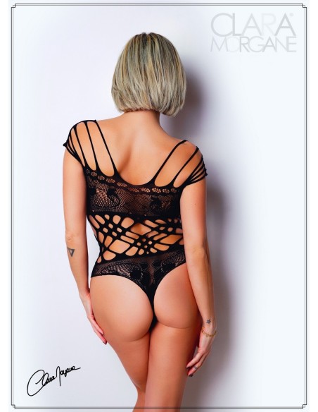 Body negro de rejilla y tiras - Le Numéro 1 - Body Collection - CM98001