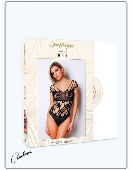 Body negro de rejilla y tiras - Le Numéro 1 - Body Collection - CM98001