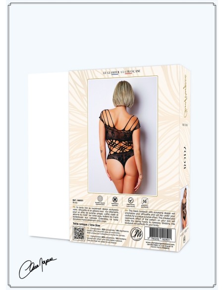 Body negro de rejilla y tiras - Le Numéro 1 - Body Collection - CM98001