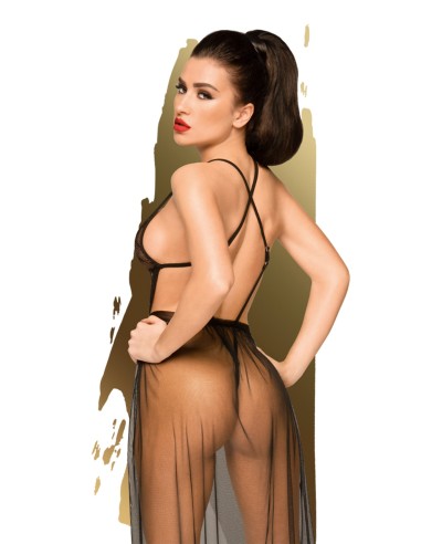 Zwarte voile bodysuit en rok Beste voorspel - PH0097BLK