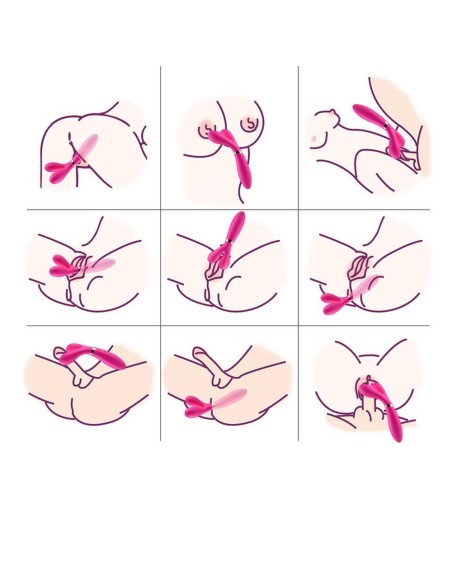 Vibrador de Varita Rosa en Forma de Y con 3 Motores - USK-W04PNK