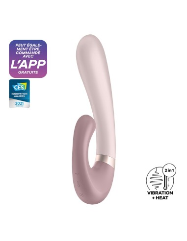 G-spot vibrator met USB-verwarming aangesloten clitorisstimulator paars Heat Wave Satisfyer - CC597777