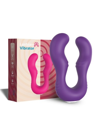 Purple U-shaped vibrator double head G-spot stimulator - USK-V07PUR