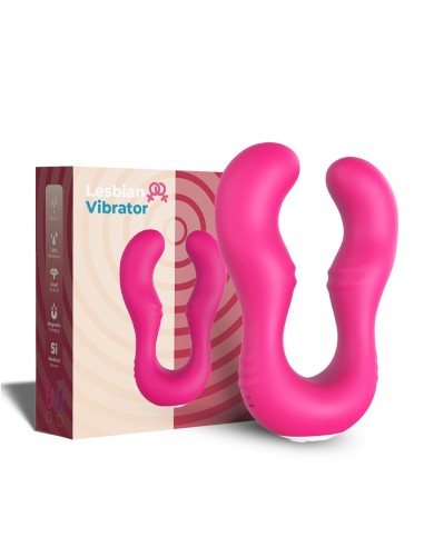 Pink U-shaped vibrator double head G-spot stimulator - USK-V07PNK