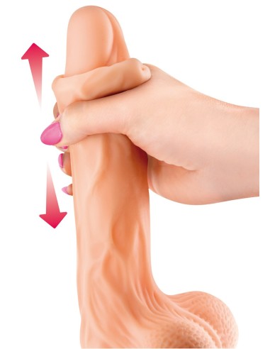 Realistische dildo geaderde zuignap heen en weer voorhuid testikels bewegende ballen 18,5 cm - CC514105