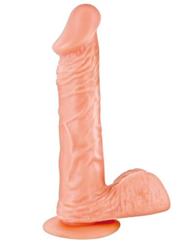 Lang geaderde realistische dildo met testikels en zuignap 23cm - CC5141133194