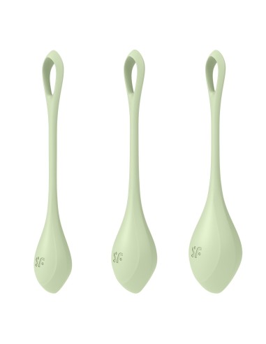 Set of 3 pastel green Yoni Power 2 Satisfyer geisha balls - CC597752