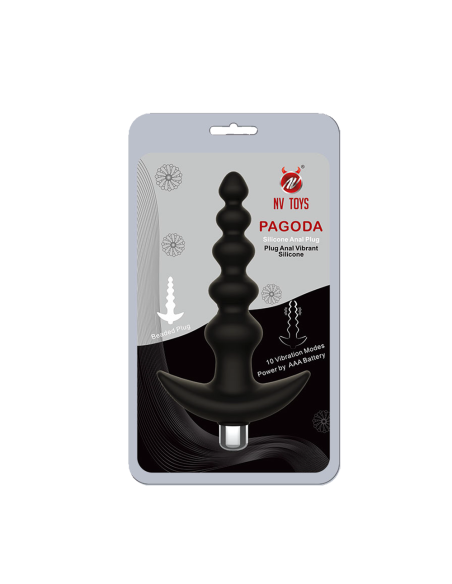 Plug anal vibrant noir en silicone - WS-NV529