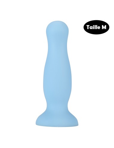 Plug anal con ventosa azul pastel talla M - A-001-M-BLU