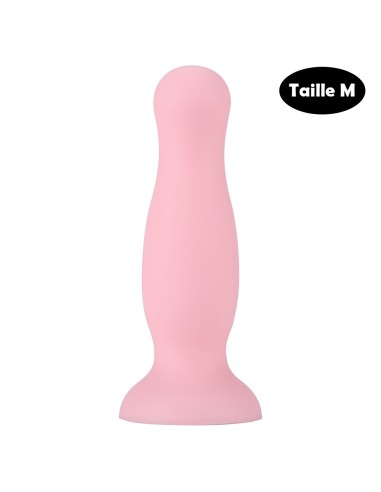 Pastel pink suction cup anal plug size M - A-001-M-PNK