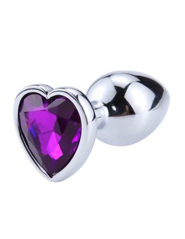 Plug de aluminio joya corazón morado Medio - RY-014PUR