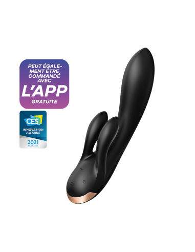 Black rabbit vibrator double clitoris stimulation Double Flex Satisfyer - CC597809